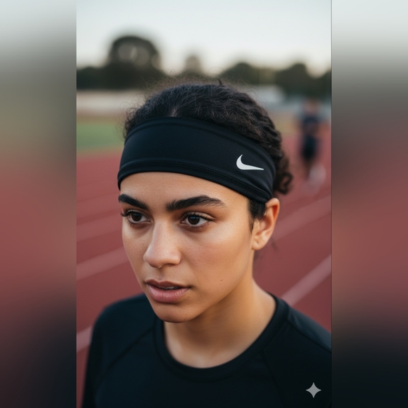 Nike NIP Unisex Black Nike Swoosh Dri-Fit Head Tie One Size Fits Most - Picture 2 of 7